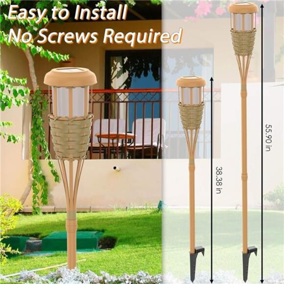 Flickering Flames Solar Powered Lights - Upgraded Solar Torches Waterproof - Picture 4 of 6